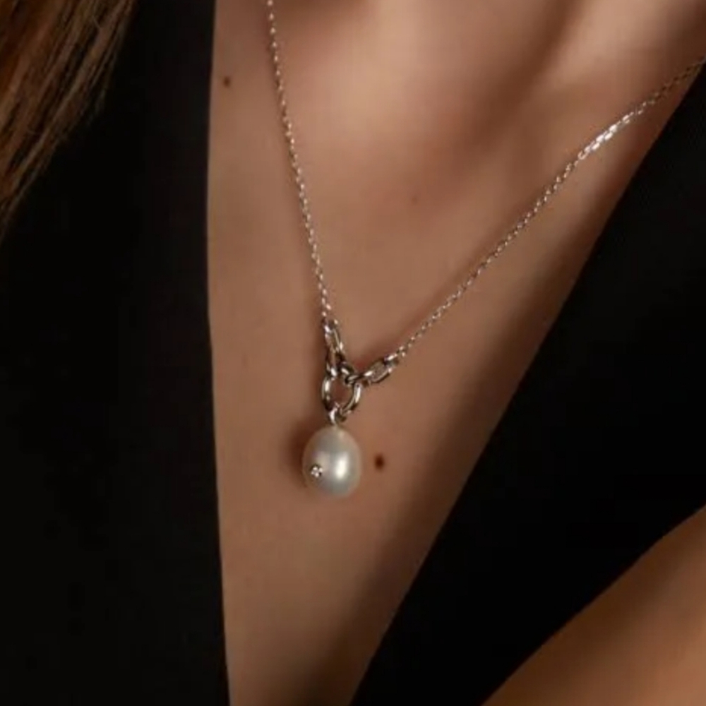 Ania Haie Silver Pearl Sparkle Pendant Necklace New